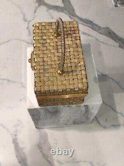 Rare VINTAGE DELILL Gold Woven one of a kind gold clutch BAG HAND MADE IN Italy