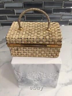 Rare VINTAGE DELILL Gold Woven one of a kind gold clutch BAG HAND MADE IN Italy