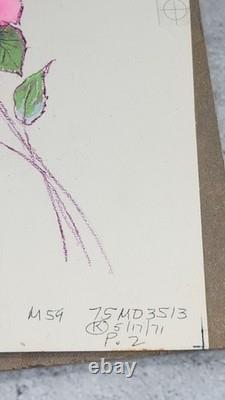 Rare Valentine's Day Card Proof Orginal One Of A Kind 1960s Greeting Company Art