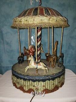 Rare! Vintage Electric Circus Carousel- Working! One Of A Kind 23 Tall