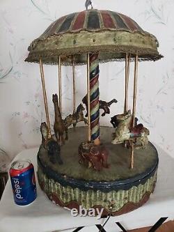 Rare! Vintage Electric Circus Carousel- Working! One Of A Kind 23 Tall