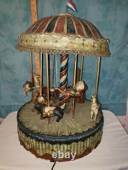 Rare! Vintage Electric Circus Carousel- Working! One Of A Kind 23 Tall