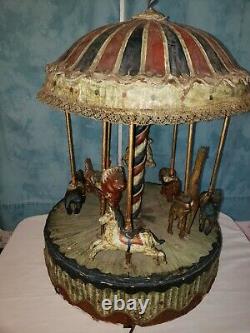 Rare! Vintage Electric Circus Carousel- Working! One Of A Kind 23 Tall