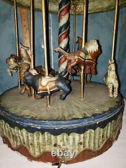 Rare! Vintage Electric Circus Carousel- Working! One Of A Kind 23 Tall