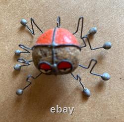 Rare! Vintage One of a Kind Painted Pet Rock Spider Pendant/Metal Legs/60-70's