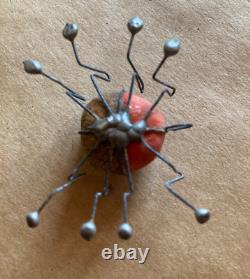 Rare! Vintage One of a Kind Painted Pet Rock Spider Pendant/Metal Legs/60-70's