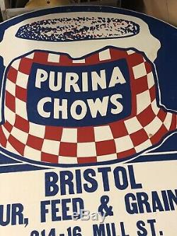 Rare Vintage Purina Chows Advertising Sign Bristol, Pa One Of A Kind Porcelain