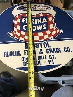 Rare Vintage Purina Chows Advertising Sign Bristol, Pa One Of A Kind Porcelain