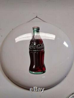 Rare White Vintage 1950's Coca Cola 24 Porcelain Button Sign One Of A Kind