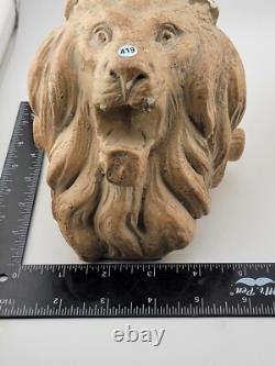 Rate One Of Kind Set Of 2 Antique Roaring Lion Head Busts Bookends. Chalkware