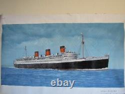 Rms Queen Maryoriginal Oil Painting 12x 24 Plein Air Style! One Of A Kind