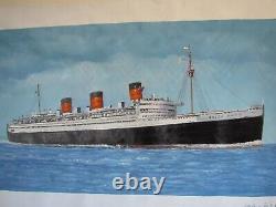 Rms Queen Maryoriginal Oil Painting 12x 24 Plein Air Style! One Of A Kind