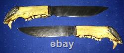Roy Carter Custom Made Hunting Fixed Blade Knife Set 2 Knives One Of A Kind