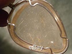 Rutilated Quartz Pendant Sterling Silver Wire Wrap & Chain One Of A Kind