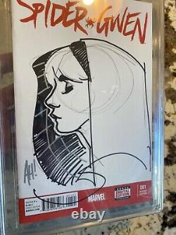 SPIDER-GWEN #1 CGC 9.8 Signed/Sketched by Adam Hughes! One-of-a-kind Variant