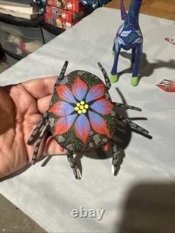 Set Of One Of A Kind Hand Painted Signed Mexican Wood Carved Animals