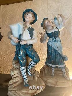 Set of 2 European Antique One of a Kind Gorgeous Figurines