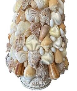 Shell-Covered Christmas Tree On Wood Base One Of A Kind Statement Piece 21X 8