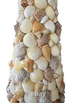 Shell-Covered Christmas Tree On Wood Base One Of A Kind Statement Piece 21X 8