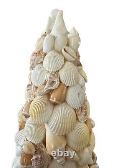Shell-Covered Christmas Tree On Wood Base One Of A Kind Statement Piece 21X 8