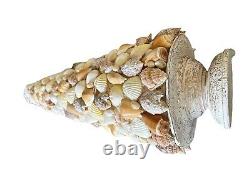 Shell-Covered Christmas Tree On Wood Base One Of A Kind Statement Piece 21X 8