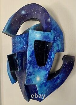 Signed Hand-Made One Of A Kind 3D Wall Art Space Age Paper Mache Mask 1990's