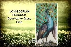 Signed John Derian ONE OF A KIND Peacock Deco Glass Dish 6 X 12Hand Blown