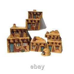 Southwestern Pueblo Adobe Village 4 Canister Set 9 pieces One of a Kind