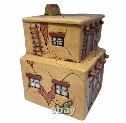 Southwestern Pueblo Adobe Village 4 Canister Set 9 pieces One of a Kind