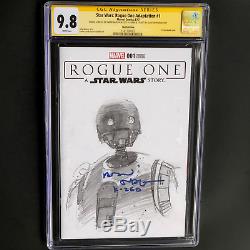 Star Wars Rogue One #1 1-of-a-kind Sketch & 2x Signed Cgc 9.8 Ss K-2s0