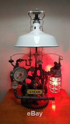 Steampunk Industrial Table Lamp Vintage One Of A Kind Authentic Art