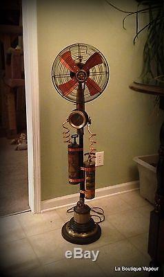 Steampunk floor fan industrial handmade one of a kind gauge electric collectible