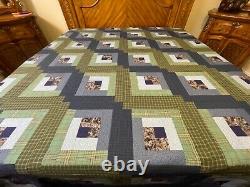 Super king Size Log Cabin Quilt top one of kind