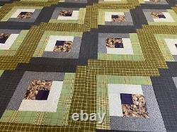 Super king Size Log Cabin Quilt top one of kind