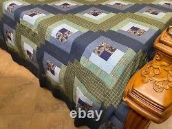 Super king Size Log Cabin Quilt top one of kind