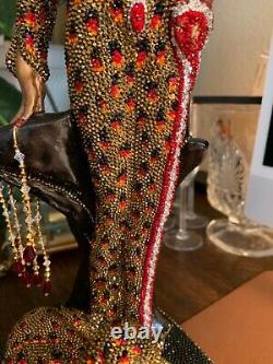 Swarovski Crystals OOAK ONE OF A KIND Sculpture Tribute to Erte Lady & Leopard