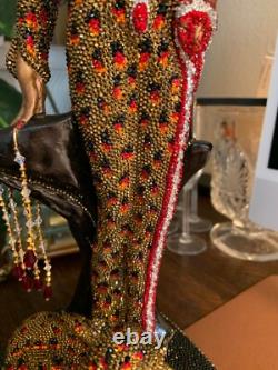 Swarovski Crystals OOAK ONE OF A KIND Sculpture Tribute to Erte Lady & Leopard