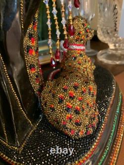 Swarovski Crystals OOAK ONE OF A KIND Sculpture Tribute to Erte Lady & Leopard