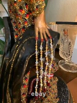Swarovski Crystals OOAK ONE OF A KIND Sculpture Tribute to Erte Lady & Leopard
