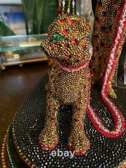 Swarovski Crystals OOAK ONE OF A KIND Sculpture Tribute to Erte Lady & Leopard
