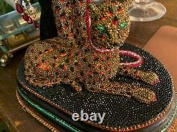 Swarovski Crystals OOAK ONE OF A KIND Sculpture Tribute to Erte Lady & Leopard