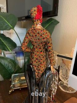 Swarovski Crystals OOAK ONE OF A KIND Sculpture Tribute to Erte Lady & Leopard