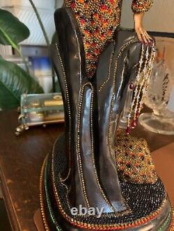 Swarovski Crystals OOAK ONE OF A KIND Sculpture Tribute to Erte Lady & Leopard