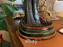 Swarovski Crystals OOAK ONE OF A KIND Sculpture Tribute to Erte Lady & Leopard