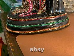 Swarovski Crystals OOAK ONE OF A KIND Sculpture Tribute to Erte Lady & Leopard