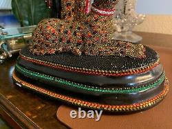 Swarovski Crystals OOAK ONE OF A KIND Sculpture Tribute to Erte Lady & Leopard