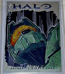 TOPPS HALO 2007 ARTIST RETURN SKETCH CARD TOM HODGES ONE-OF-A-KIND ART with COA