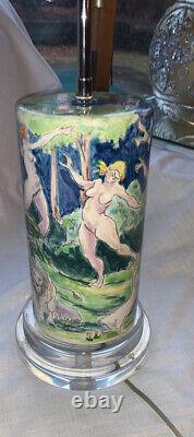 Table Lamp Beautiful Hand Painted Ceramic Signed By The artist One Of A Kind 24