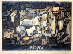 Taormina-Marcel Fiorini-Signed Large Aquatint/Etching-Mid 20th French Abstract