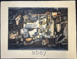 Taormina-Marcel Fiorini-Signed Large Aquatint/Etching-Mid 20th French Abstract